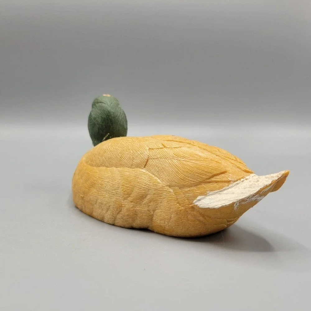 Vintage Plastic Duck Decoy Figurine Green Head Brown Body Collectible 3